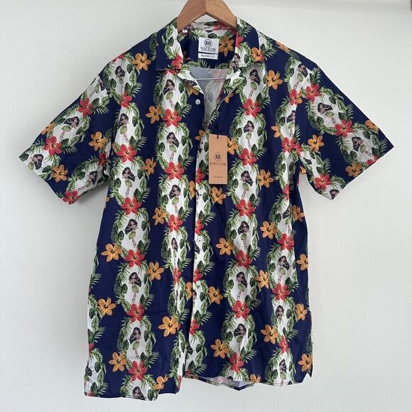 Kurt River Other - Kurt River Shirt Mens Large Hawaiian Hula Girl Floral Tiki Camp All Over Print